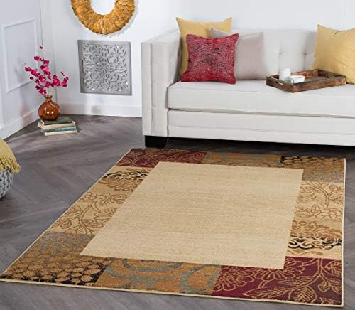 Universal Rugs 105202 Ivory 5X7 Area Rug 5Feet By 7Feet