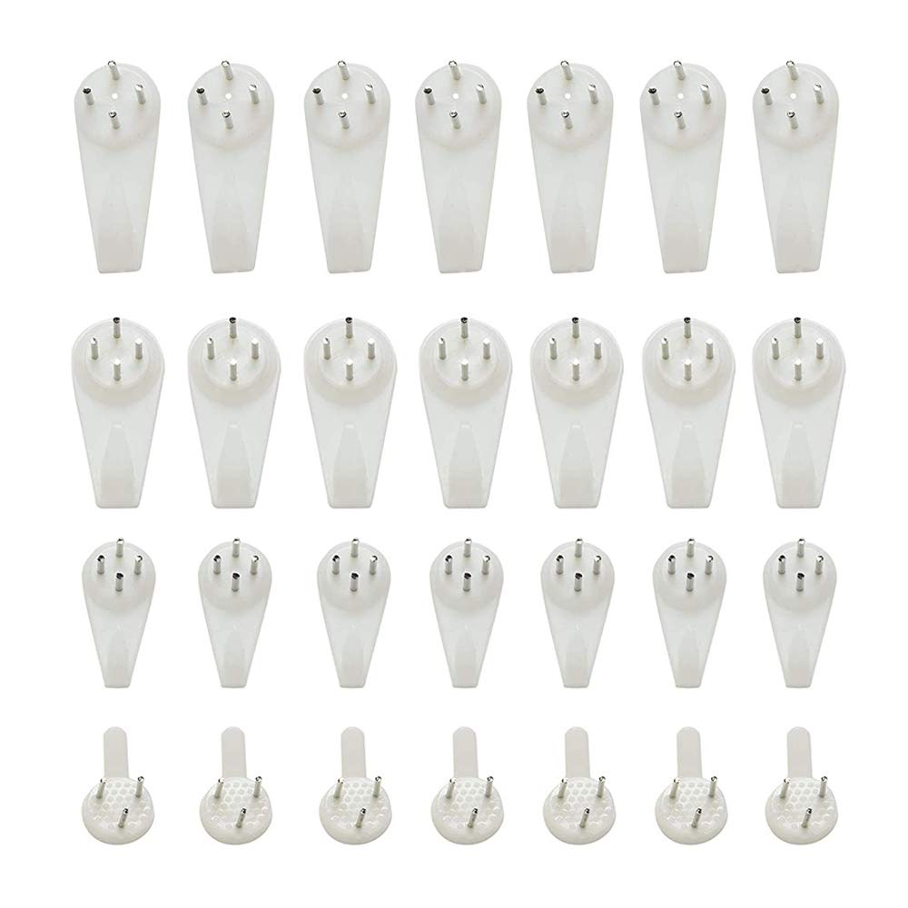 JINXM 80pcs Picture Hooks for Hard Wall Picture Hanging Kit Non-Trace Hard Wall Hanger Hook White Picture Hanger Set