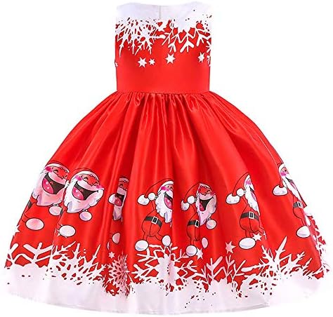 Toddler Santa Claus Dresses, Christmas Princess Dress for Baby Girls Short Sleeve Outfits—[12M-7T]
