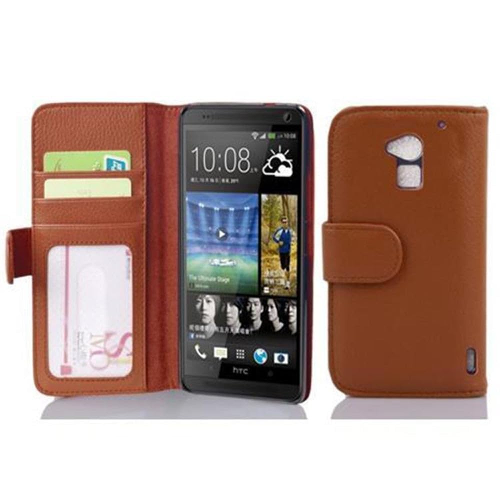cadorabo Book Case works with HTC ONE MAX T6 in COGNAC BROWN - with Magnetic Closure and 3 Card Slots - Wallet Etui Cover Pouch PU Leather Flip