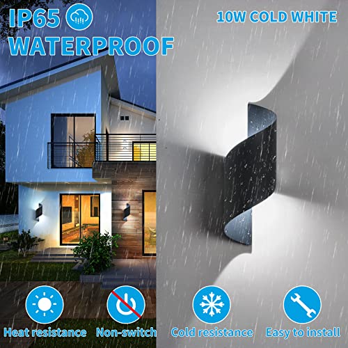 10W IP65 Waterproof 6000K Cool White LED Wall Light for Garden Balcony Living Room
