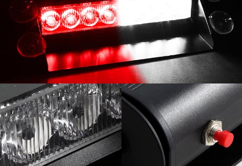 Red & White Generation 3 LED Law Enforcement Use Strobe Lights For Interior Roof / Dash / Windshield