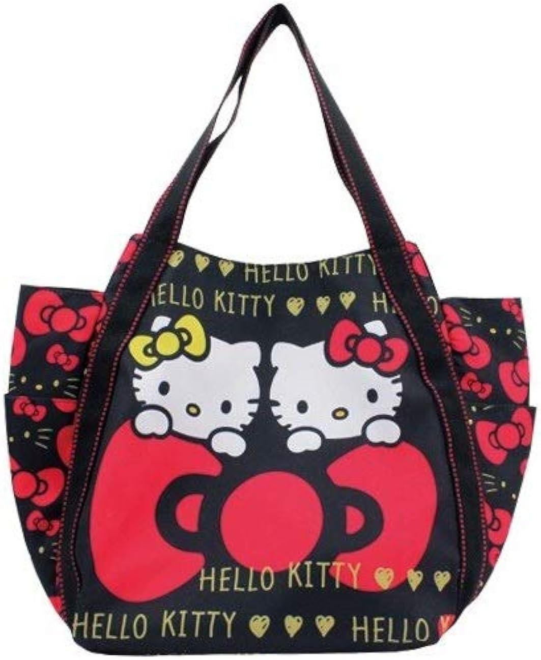 Sanrio Hello Kitty Black and Red Canvas Tote Bag Shoulder Messenger for