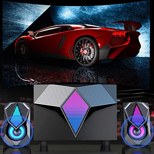 LOULE Desktop Bedrade Computer Speakers, met Kleur Led Lights, Dubbele Speakers, Full Frequency Vibration Speakers, Bass… - Afbeelding 6