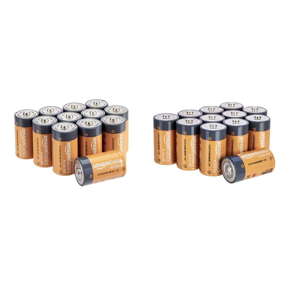 Amazon Basics D Cell Alkaline Batteries [Pack of 12] & C Cell Alkaline Batteries [Pack of 12]