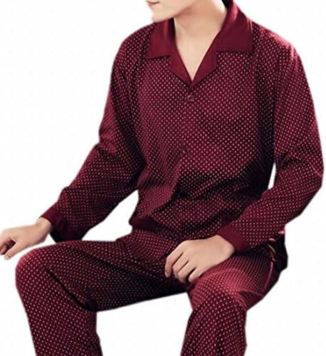 Fulok Mens Fashion Loungewear Soft Pajama Set amaranth XL