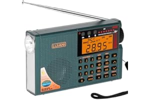 LIJIANI RD239 Air Radio VHF/AM/FM/shortwave/Weather Bands Transistor with Bluetooth/TF Card/Flashlight,Key Backlight, Digital Record, Alarm Clock,Sleep Timer,Powered by AA & BL-5C Battery (Green)