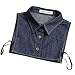 Joyci Unisex NEW Hot Pure Cotton Denim Half Shirt Fake False Collar Detachable (Dark Blue)OS