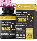 Apple cider vinegar capsules with mother + Keto diet pills, BHB salts with MCT oil, includes 100 ketone test strips, exogenous ketones for instant keto, fat burner weight loss supplement for men women