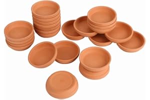 FCFKUK 24pcs Terra Cotta Saucer, 3.2-inch Small Mini Clay Pots Tray, Suitable for 3inch, 2.5inch, 2inch Succulents Nursery Pots
