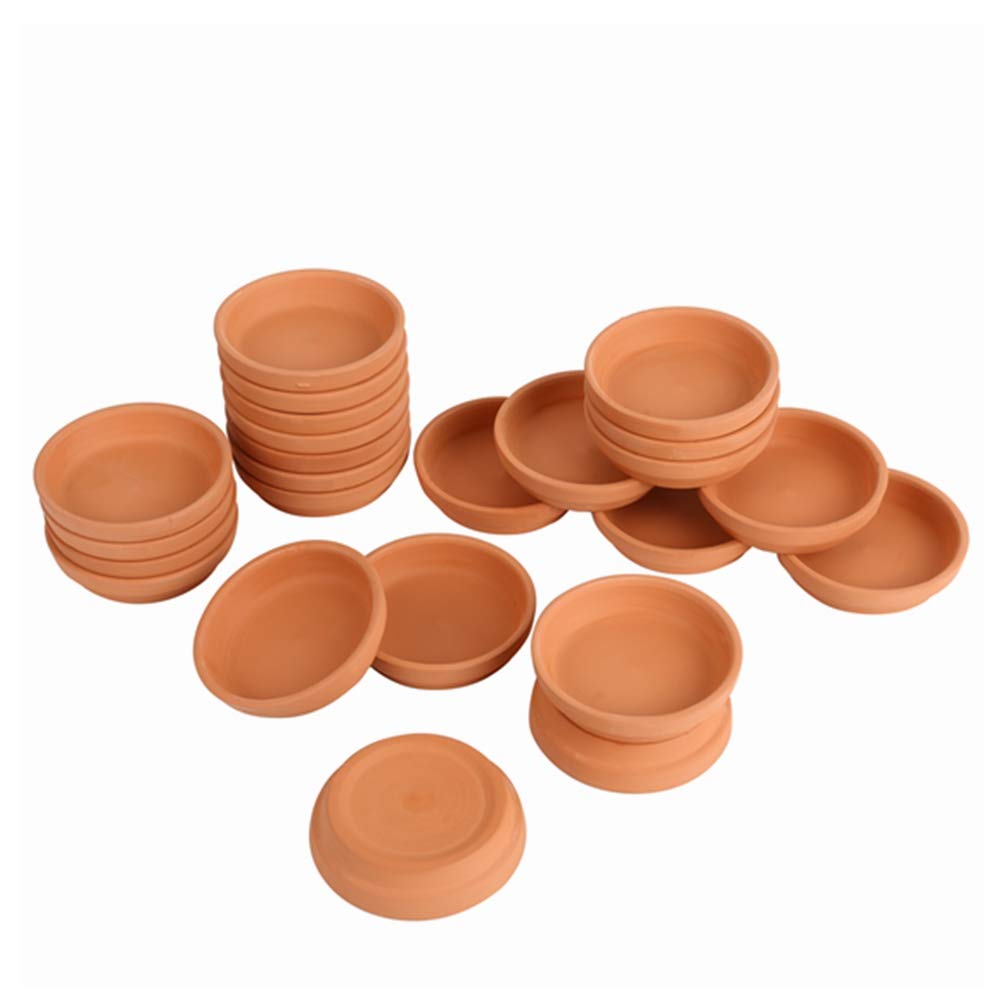 Bright starl 24pcs Terra Cotta Saucer, 3.2-inch Small Mini Clay Pots Tray, Suitable for 3inch, 2.5inch, 2inch Succulents Nursery Pots