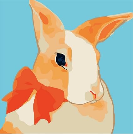YEESAM Art New Paint by Numbers Kits for Kids, DIY Oil Painting - Miss Rabbit 25X25cm - Framed, Christmas Gifts