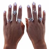 Doinshop (TM) Cute Fashion 6 PCS Punk Gold Stack Plain Band Midi Mid Finger Knuckle Ring Set
