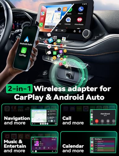 Mavlou Wireless Carplay & Android Auto Adapter, Metal Design Mini & Stable 2-in-1 Dongle, Convert Vehicle's Wired CarPlay/AA to Wireless, for iOS 10+/Android 11+ & Cars from 2016 (Black)