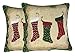 Tache Green Red Festive Christmas Holiday Hang My Stockings by The Fireplace Decorative Woven Tapestry Throw Pillow Cushion Cover, 2 Piece 16 x 16