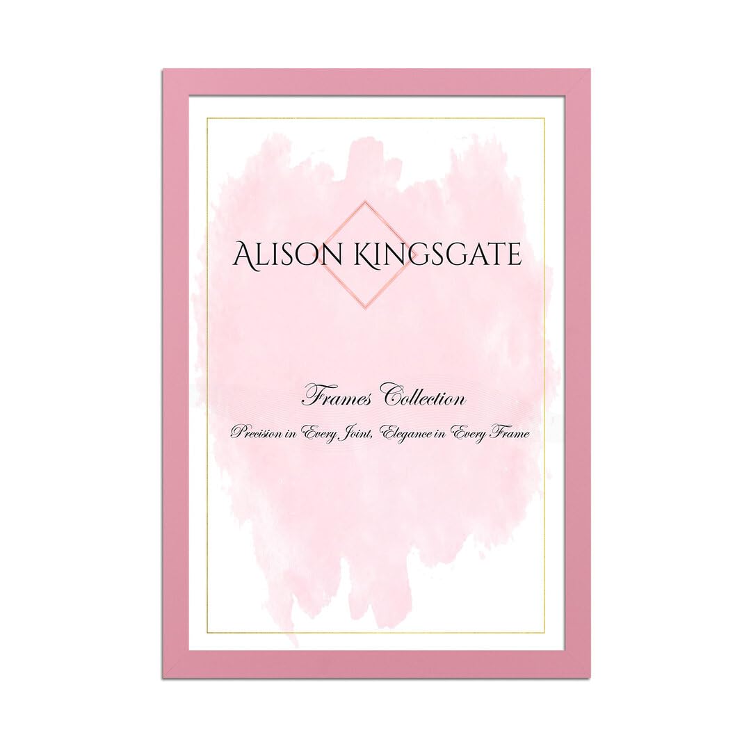 Alison Kingsgate Sleek A3 Picture Frame - Engineered Wood with Shatterproof Perspex Front -Perfect for Photos, Posters, Certificates -Suitable for Wall Mount or Tabletop Display - Pink