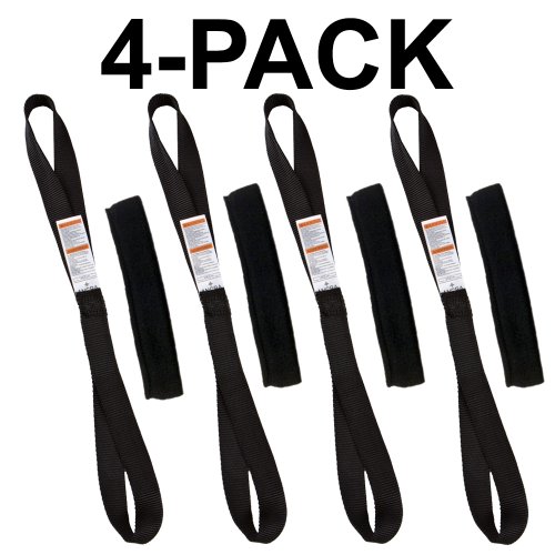 Ancra Tiedowns 18" Tie Down Extension w/ Fleeces - Black 4-Pack