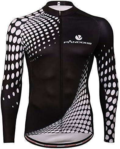 PANDOOM Outdoor Sports Men's Windproof Long Sleeves Winter Fleece Thermal Cycling Bicycle Jersey Jacket Size M