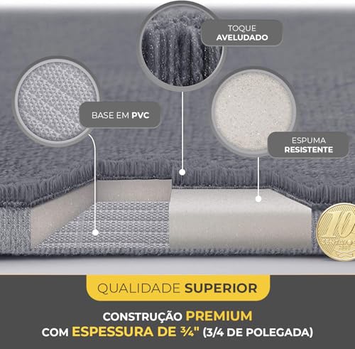 Decolab Tapete Antiderrapante Banheiro Super Soft | Kit Tapete Banheiro Box ou Banheira Completo | Jogo Tapetes Para Banheiro Multiuso Decoração Quarto (Azul, 2 Peças)
