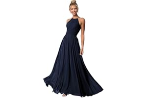 Clothfun Women's Halter Bridesmaid Dresses Long Chiffon Formal Dresses Evening Party Dress 2025