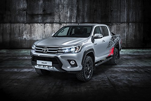 Classic Car prints Toyota Hilux Invincible 50 (2017) Truck Print on 10 Mil Archival Satin Paper Silver Front Side Static View 18"x24"