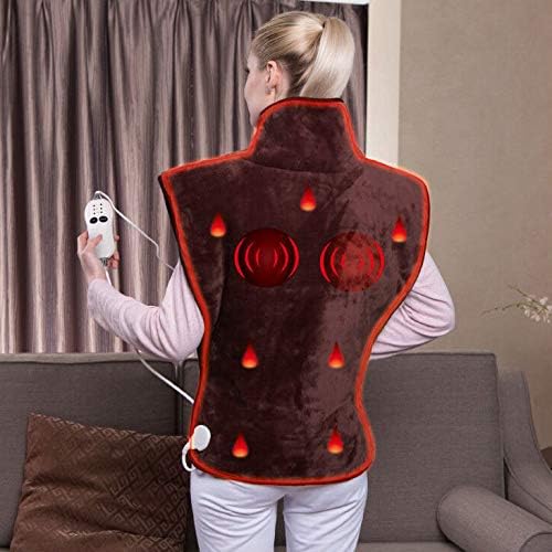 Tefici Super Soft Flannel Massage Heating Wrap with Auto Shut Off,Fast-Heating Tech and Overheating Protection,Vibration Massage for Stress and Back Pain Relief 26×33 inches
