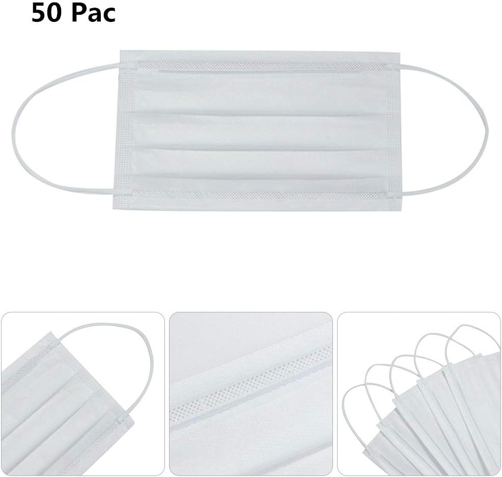 3 Ply Disposable Mask with Elastic Ear Loops - Mask 10 PCS - Soft & Comfortable Filter Safety Mask for Dust Protection - Protective