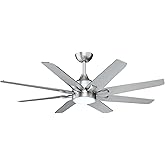 wurzee 62 Inch Ceiling Fan with Light, Brushed Nickel 3CCT Reversible DC Motor, Dimmable Timing 6 Speed, Large Ceiling Fan fo