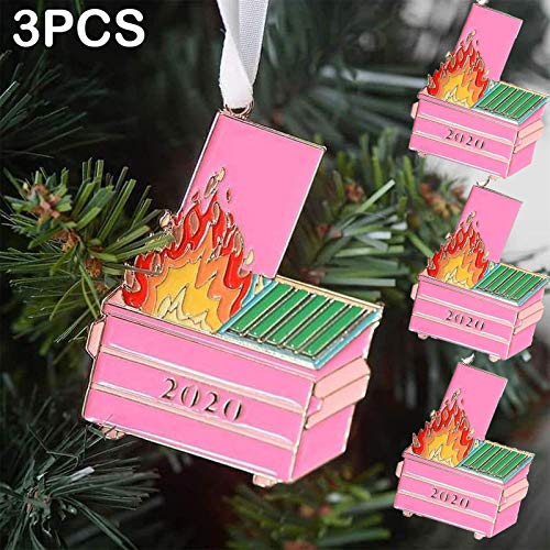 YUGHGH Christmas Ornament 2020/XMAS Decorations 2020 Christmas Ornament 2020 Fire Christmas Ornament Christmas Tree Wooden Pendants (3PCS, RED)