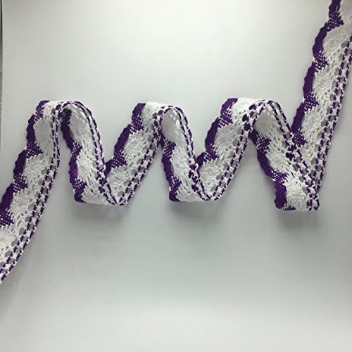 1-3/8"Wide White/Purple Crochet Cotton Sewing Lace Ribbon Trim Scallop Edge For Gift Decoration Garment And DIY Craft Supply -5 Yards
