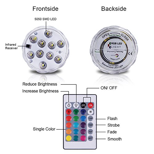 image for Homemory 3 Pack Submersible LED Lights with 3x Remote Control Underwat