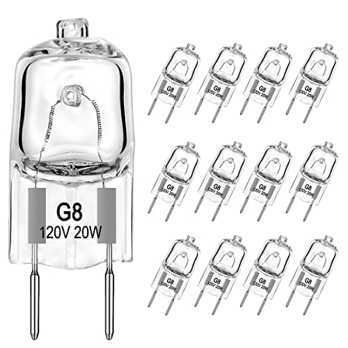 G8 Halogen Light Bulbs 20Watt 120Volt Halogen Light Bulb G8 Base BiPin Shorter 13/8" (1.38