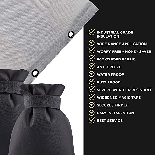 OOKU Backflow System Insulation Pouch Cover + 2 Outdoor Faucet Cover Set | 16"W x 20"H Winter Freeze Protection for Outdoor Pipe insulation | Protective Pipe Cover for Irrigation Sprinkler Valves - Thumbnail 4