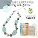 Teething Necklace For Moms To Wear and Baby To Chew, Chewbeads Chewlery Teether and Instant Pacifier for Teething Infants. Made From BPA Free Safe Silicon By JUNGO BAMBINO. (Blueberry and Mint)