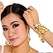 Yozone Gold Gypsy Jewelry Belly Dance Gold Triangle Bracelet Hand Jewelry Ladies Gold Bracelet Ladies Belly Dance Jewelry Coin Bracelet Bracelet with Ring（2 Pieces）