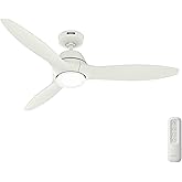 Hunter Fan 52 inch White Indoor/Outdoor Ceiling Fan with Lights and Remote Control for Bedroom, Living Room, Family Room, Din