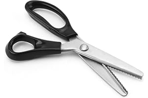 ADLUKAE Pinking Shears Scissors for Fabric Paper Cutting, 9" Stainless Steel Zig Zag Cut Scissors, Professional Strong Sharpe Sewing Dressmaking Scissors, Decorative Edge Patterns Serrated