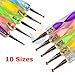 Winstonia's Double Ended Nail Art Marbling Dotting Tool Pen Set w/ 10 Different Sizes 5 Colors - Manicure Pedicure