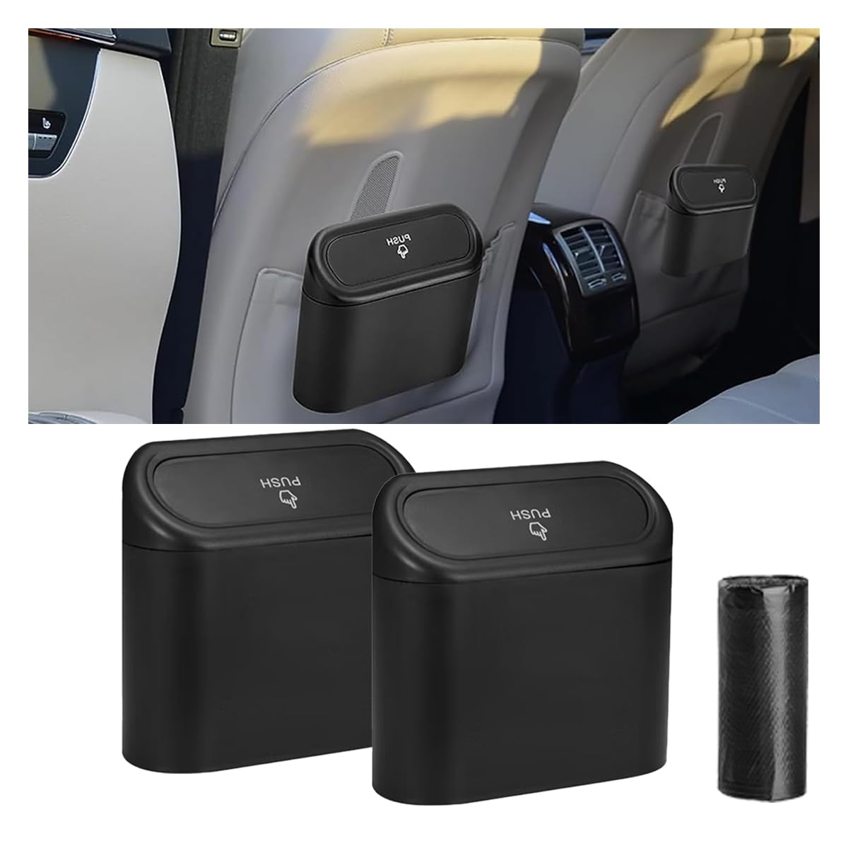 Mini Car Trash Can With Lid, Small Automotive