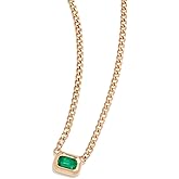 Zoe Chicco Women's 14k Bezel Set Emerald Necklace, Yellow Gold, One Size