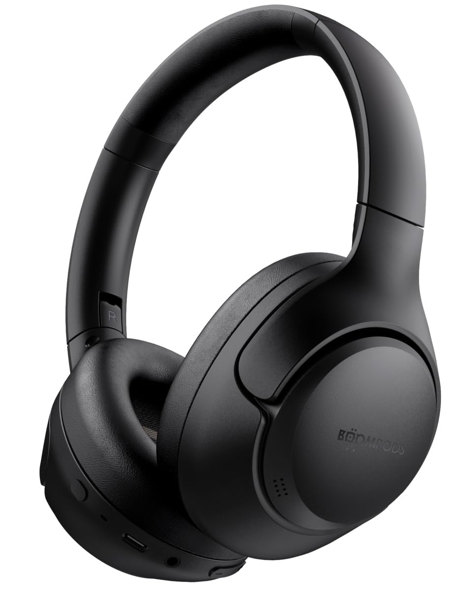 Boompods Orbit ANC Wireless Bluetooth Headphones - Over Ear Active Noise Cancelling Headphones, Lightweight Wireless Headset with Microphone & 18+ Hour Battery, USB-C Charging & Travel Case, Black