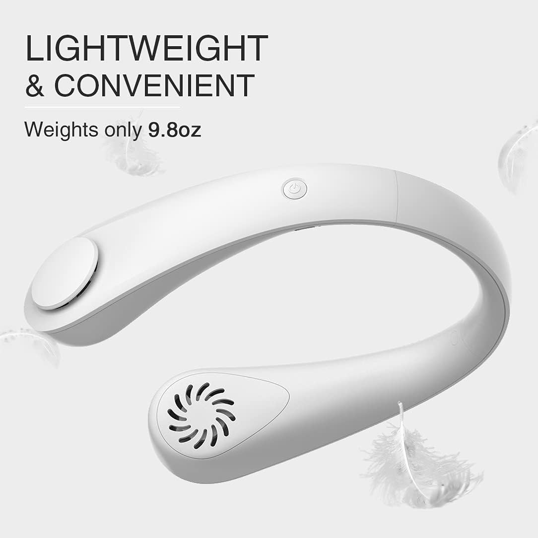 Portable Neck Fan, Hands Free Bladeless Fan, 4000 mAh Battery Operated USB Rechargeable Wearable Neck Fan, Headphone Design Personal Cooling Fan, 3 Speeds: Kitchen & Dining