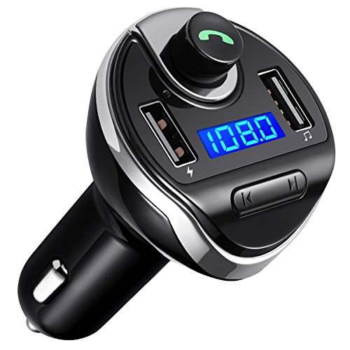 Criacr Bluetooth FM Transmitter, Wireless In-Car FM Transmitter Radio Adapter Car Kit, Universal Car Charger with Dual USB Charging Ports, Hands Free Calling for All Smartphones