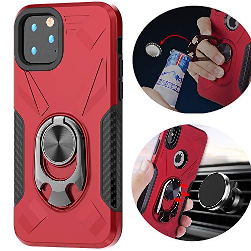 iPhone 11 Pro Max Case, Ranyi Multifunction Armor Case with 360 Metal Ring Holder [Bottle Opener] [Fits Magnetic Car Mount] Shock Absorbing Protective Case for 2019 6.5" iPhone 11 Pro Max (red) - Thumbnail 7