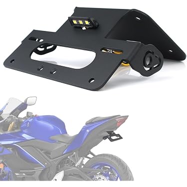 OUMURS Motorcycle Tail Tidy License Plate Holder With LED Light - Titanium, Adjustable, Universal Fit