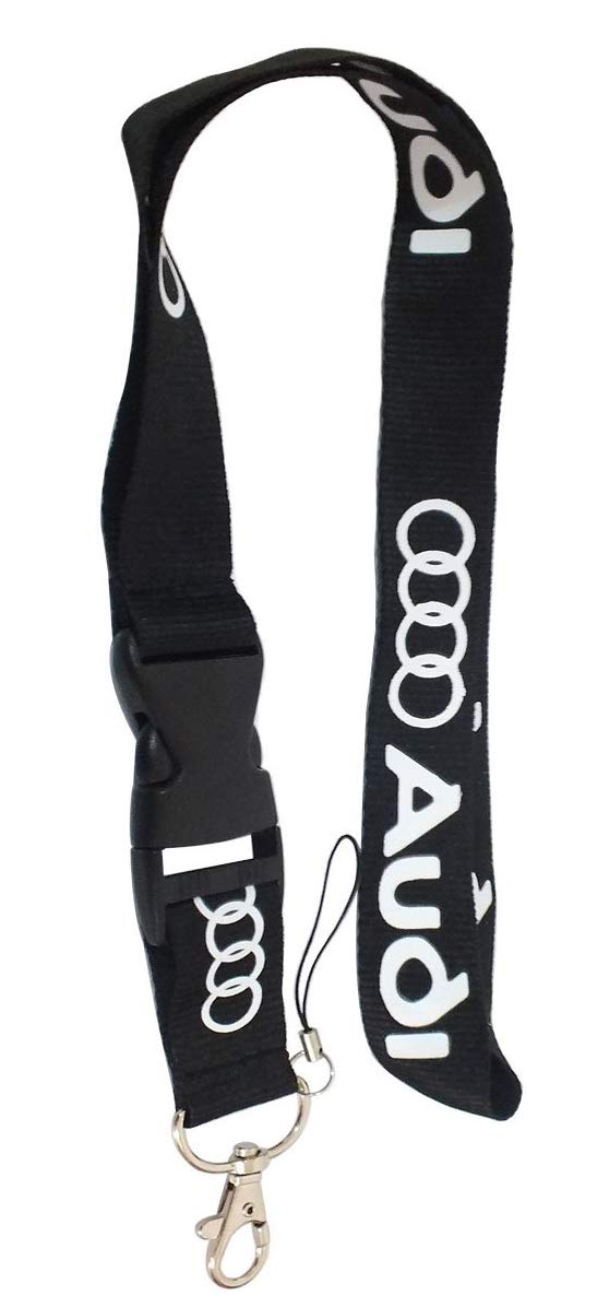 LanAud Tgh Lanyard Llavero Negro Sport con Logo Audi Productos para aficionados Llaveros
