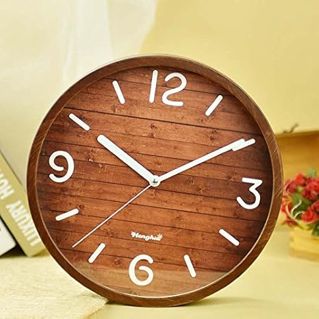 Amazon Com Byle Creative Stylish Scandinavian Wooden Mute Minimalist Round Wall Clock Wooden Modern Living Room Quartz Home Decor Wall Clock Dark Wood Grain Home Kitchen