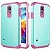 Galaxy S5 mini Case, RANZ Hot Pink with Aqua Blue Hard Impact Dual Layer Shockproof Bumper Case For Samsung Galaxy S5 Mini(SM-G800)