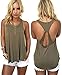 AMiERY Women's Simple and Cute All-Match Backless Crossed Vest T-Shirt Tank Tops Army Green L