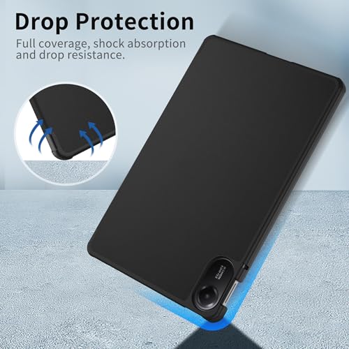 EasyAcc Case Cover Compatible with Xiaomi Redmi Pad 2 11 Inches – Ultra Slim with Lightweight PU Leather Stand Cover, Black